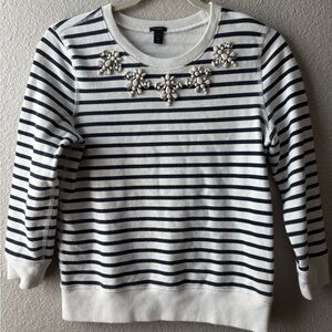 J. Crew White and Black Striped Top